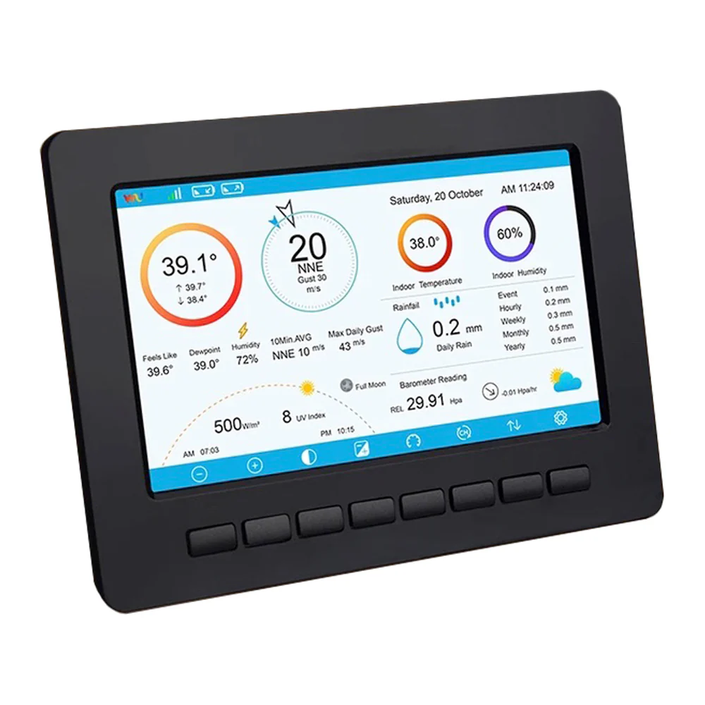 Ecowitt HP2553H Weather Station with 7" TFT Display, 6-in-1 Sonic Wind Sensor & Rain Collector - Image 2