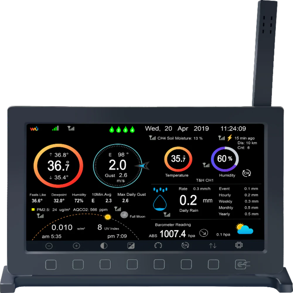 Ecowitt HP2564 WittBoy Pro 7" TFT Display & 7-in-1 Sensor Weather Station - Image 2